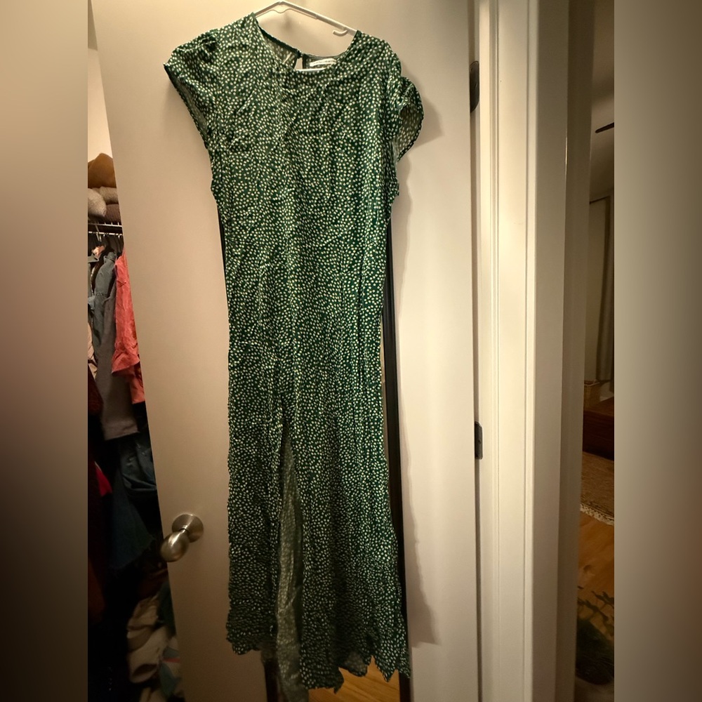 Reformation Green Floral Maxi Dress